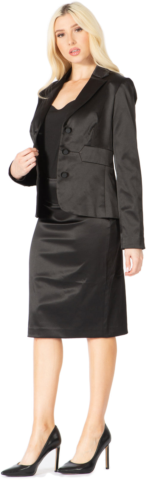 Majestic Sateen Two-Piece Skirt Suit Jacket